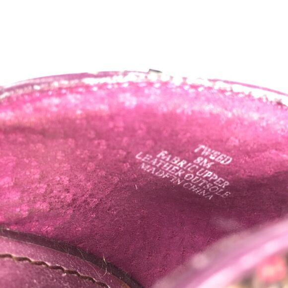 Steve Madden Tweed Heels Size 8 Womens Purple Peep Toe Fabric Flower Pumps - Picture 7 of 9
